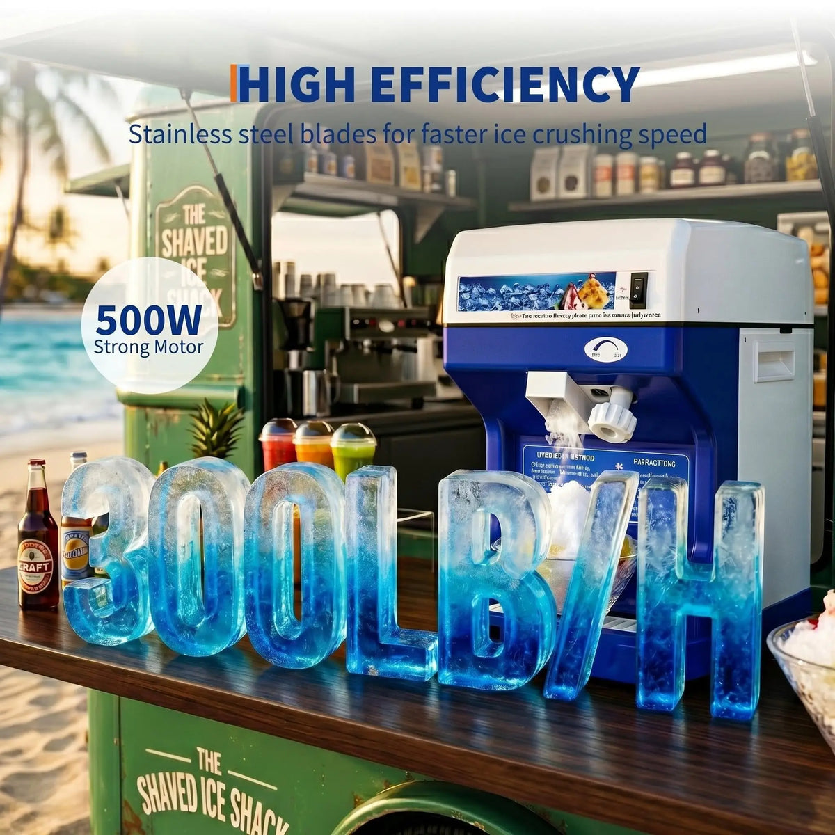 Stainless Steel Snow Cone Maker & Ice Crusher,
