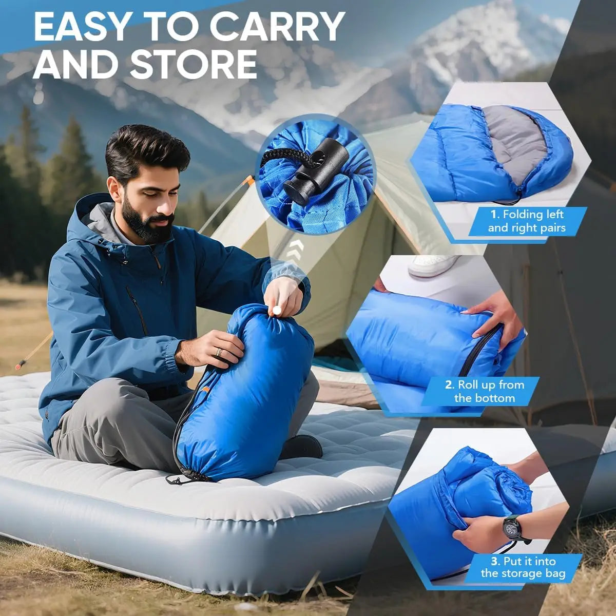 Warm Envelope Backpacking Winter Sleeping Bag