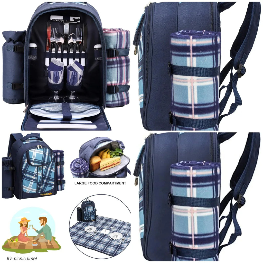 Picnic Backpack Bag for 2 Person with Cooler Compartment
