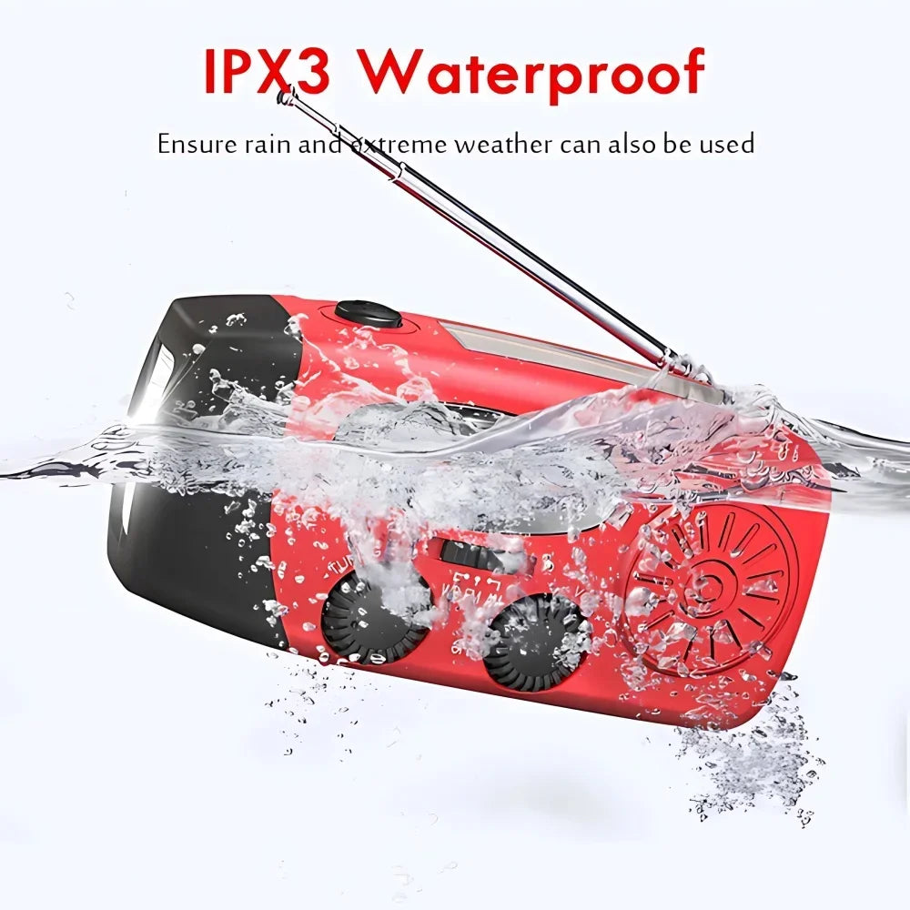 Solar Hand Crank Radio Power Bank and LED Flashlight