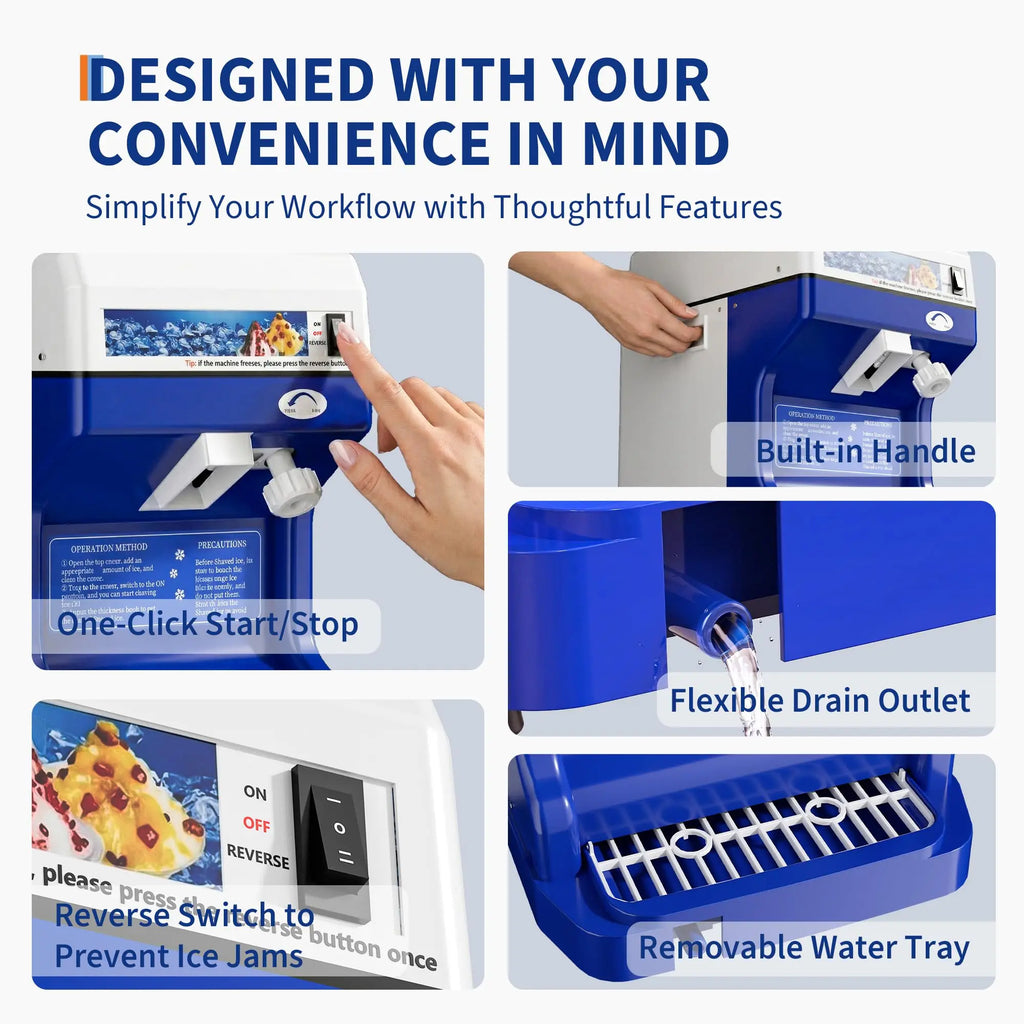 Stainless Steel Snow Cone Maker & Ice Crusher,