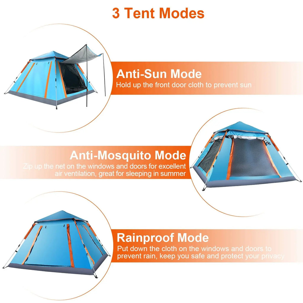 Waterproof Tent with 2 Mosquito Nets, Carrying Bag