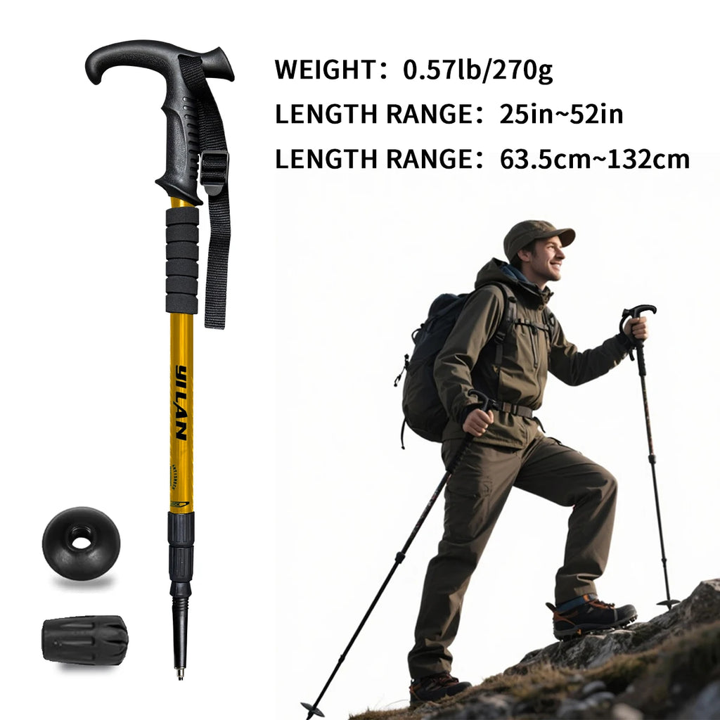 Ultralight hiking poles with shock absorption and quick-locking system
