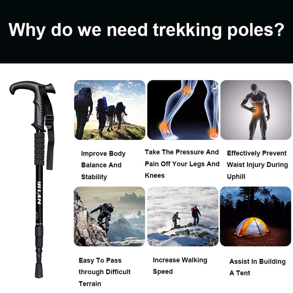 Ultralight hiking poles with shock absorption and quick-locking system