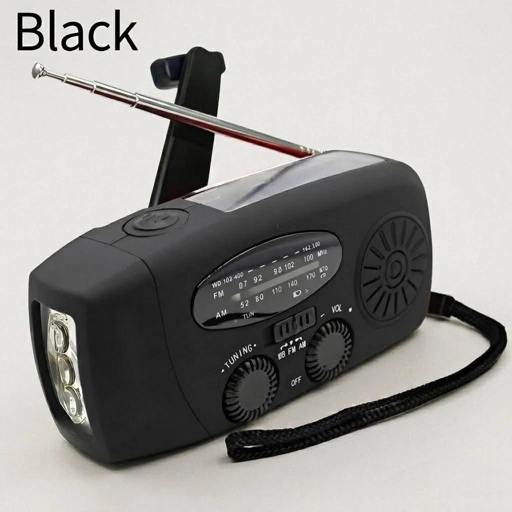Solar Hand Crank Radio Power Bank and LED Flashlight