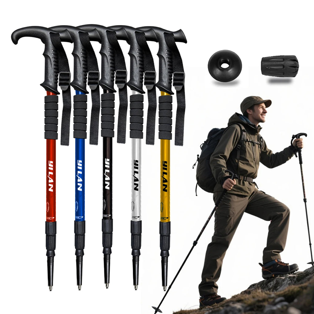 Ultralight hiking poles with shock absorption and quick-locking system