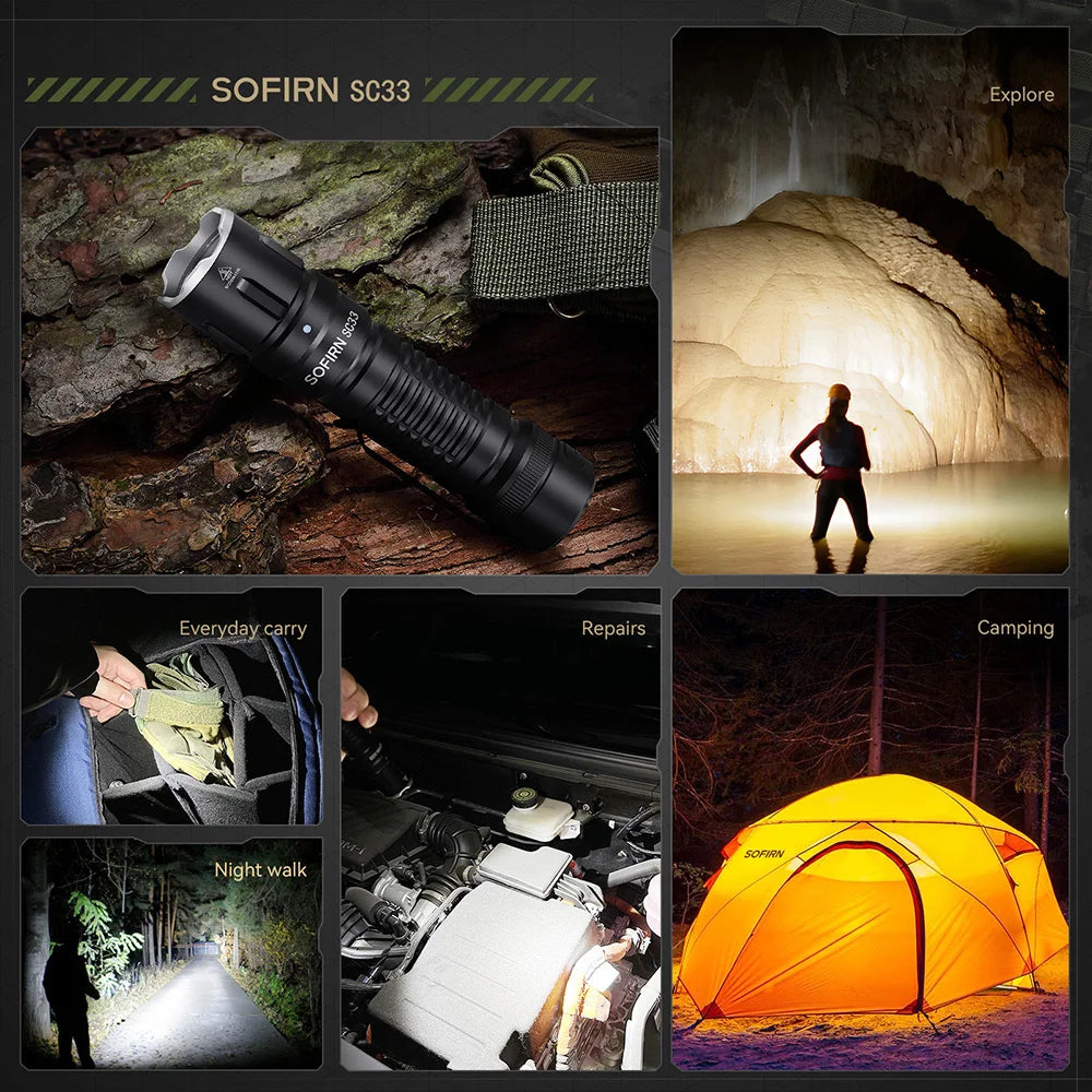 LED Tactical Flashlight Powerful USB C Rechargeable