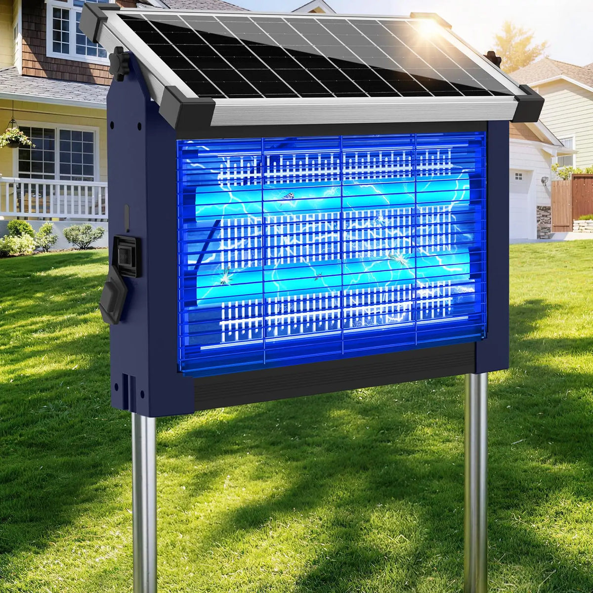 Solar Bug Zapper 4500V with Panel Sensor, Waterproof