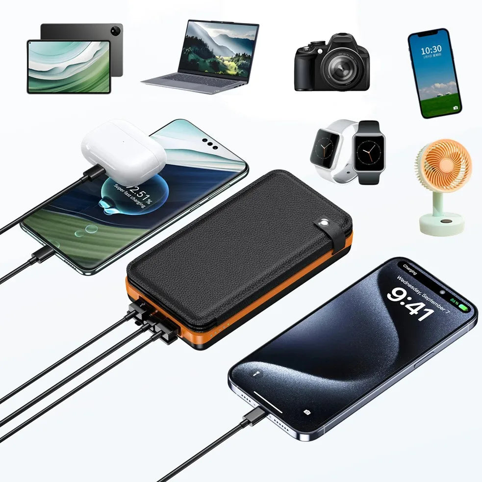 Folding Solar Power Bank with 4 Solar Panels