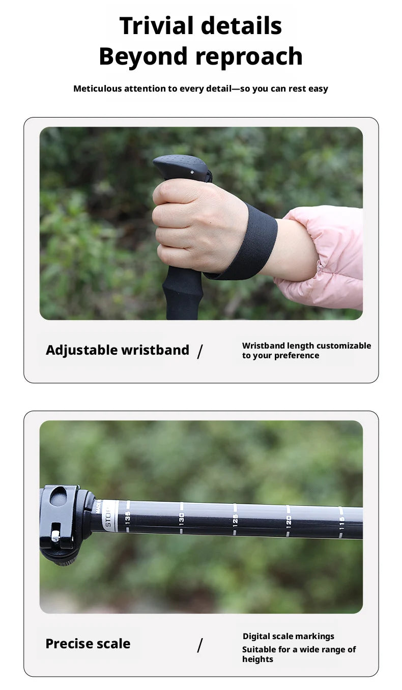 Carbon Fiber Hiking Poles Adjustable Shockproof Trekking Stick