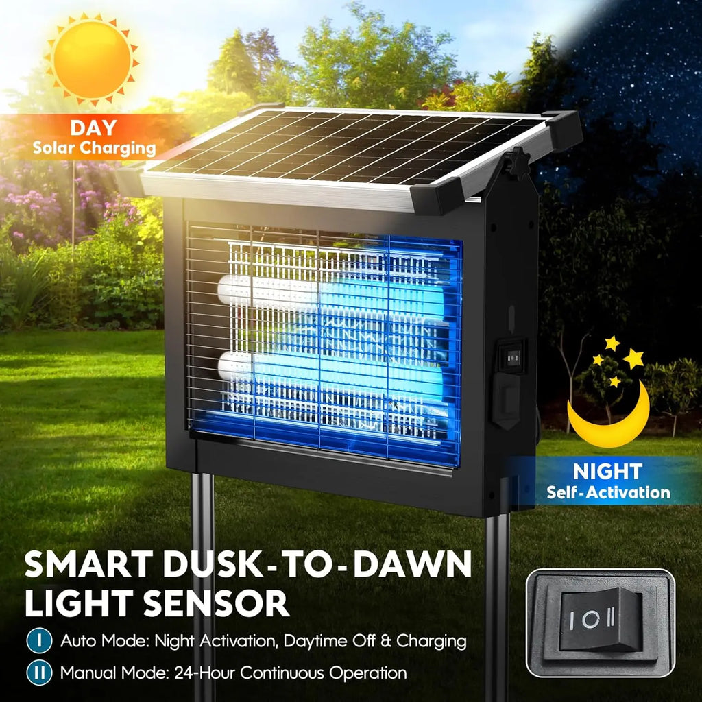 Solar Bug Zapper 4500V with Panel Sensor, Waterproof