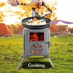 Wood-Burning Stove with Stainless Steel Chimney Pipe