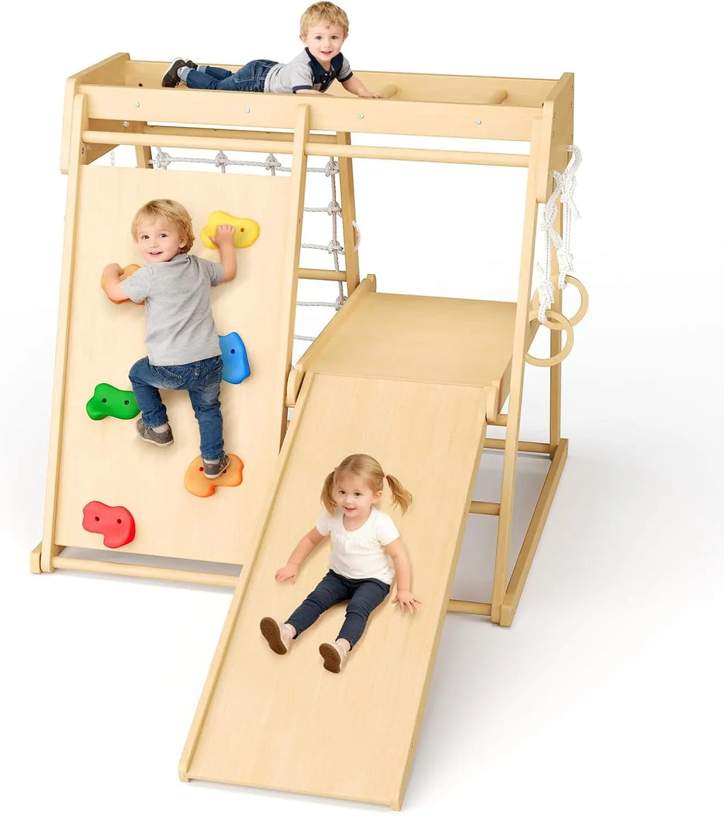 Wooden Kids Climber Playset  – Natural Finish