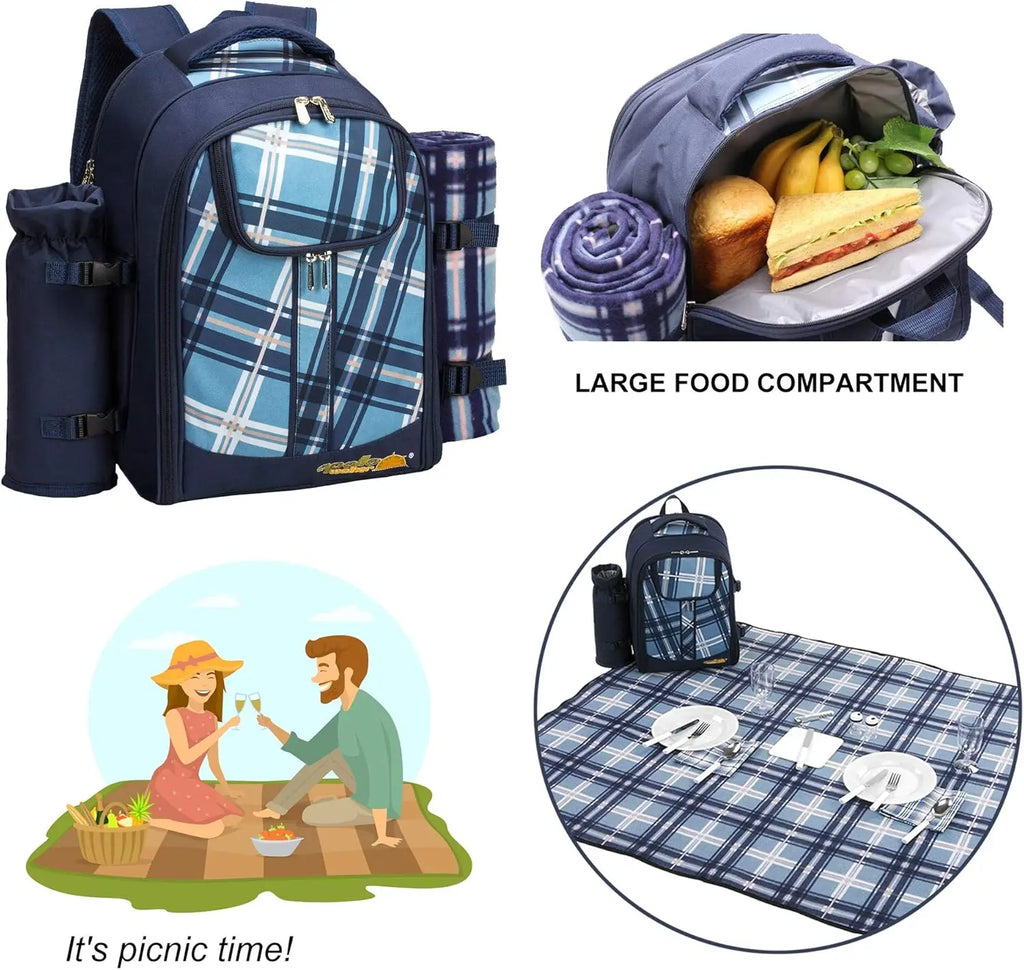 Picnic Backpack Bag for 2 Person with Cooler Compartment