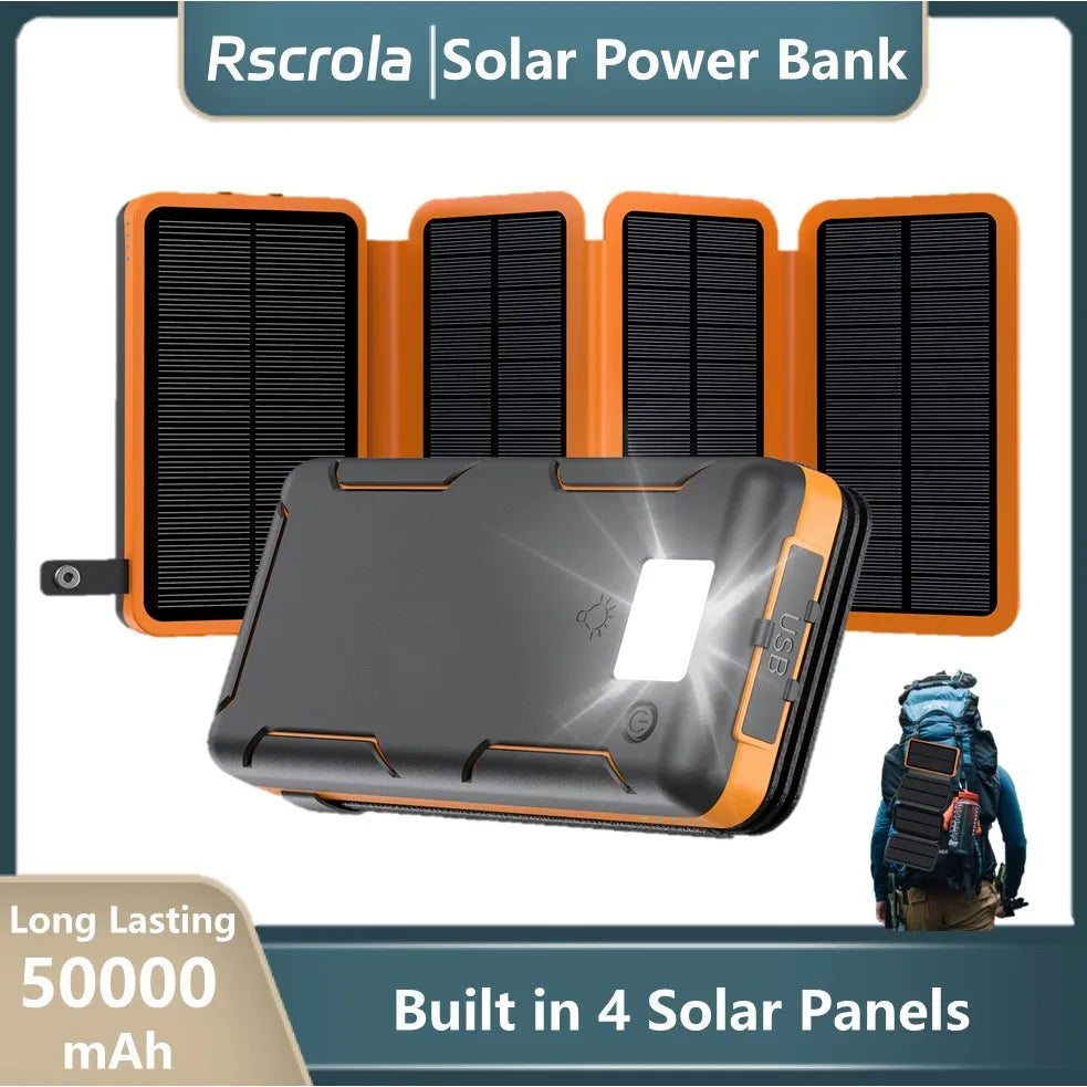 Folding Solar Power Bank with 4 Solar Panels
