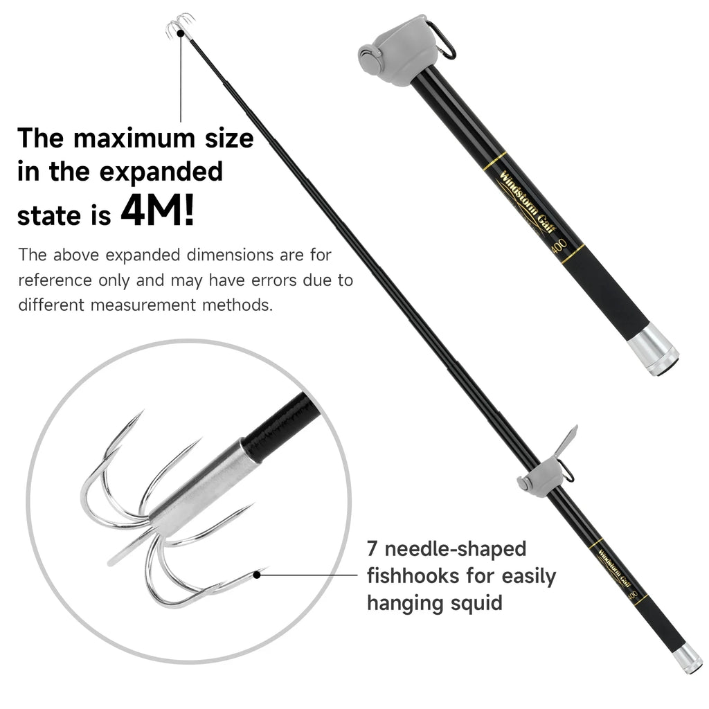 Telescopic Squid Hooks Fibreglass Rods Stainless Steel 7 Claw
