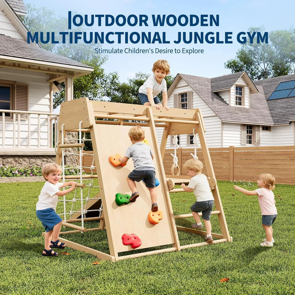 Wooden Kids Climber Playset  – Natural Finish