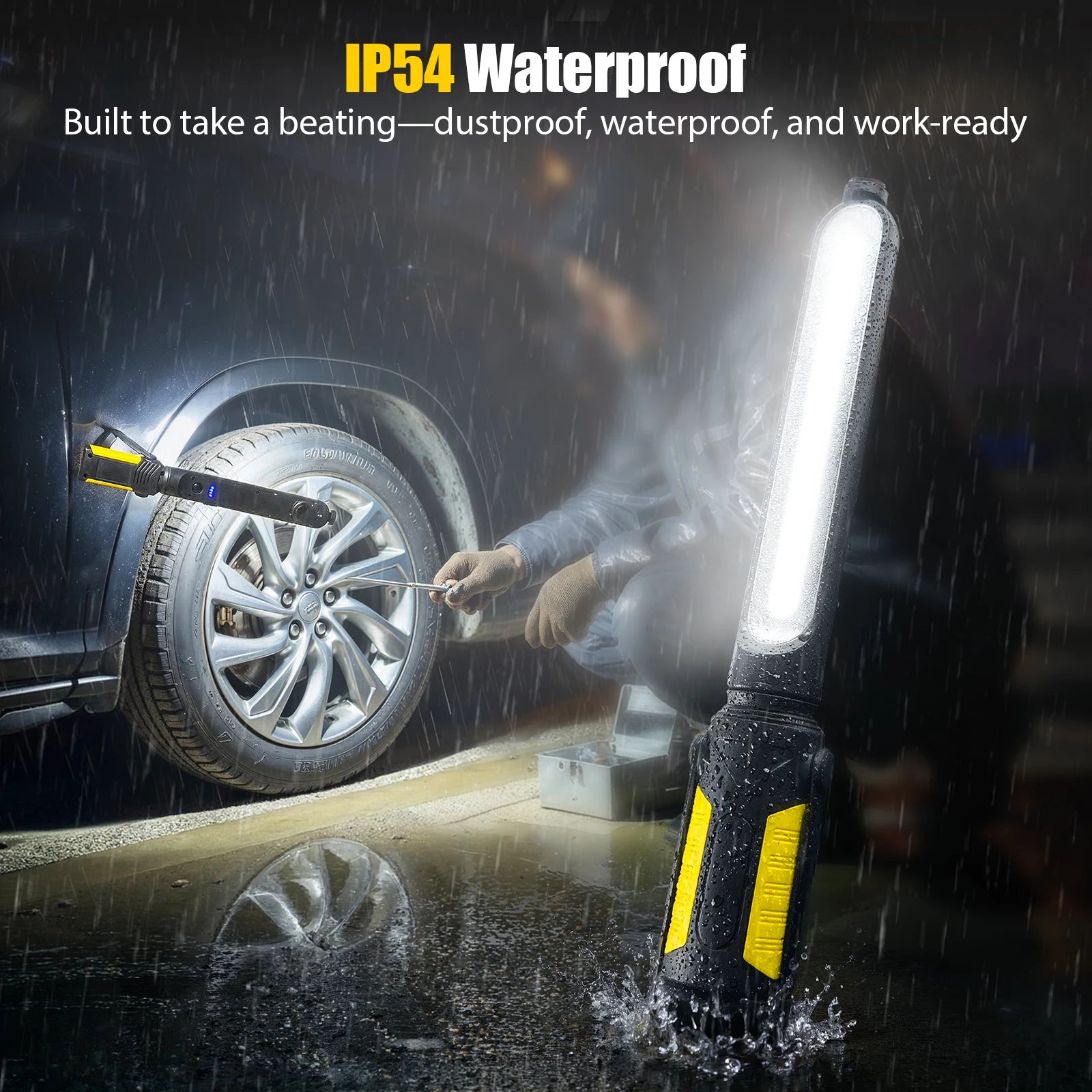 Dual Magnetic Underhood Work Lights Rechargeable 360° Rotation