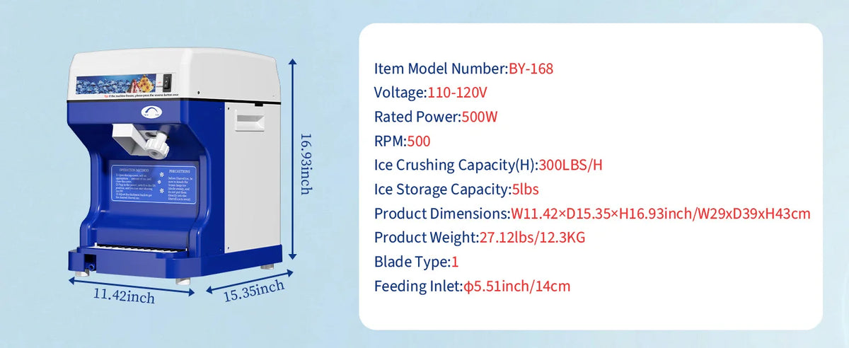 Stainless Steel Snow Cone Maker & Ice Crusher,