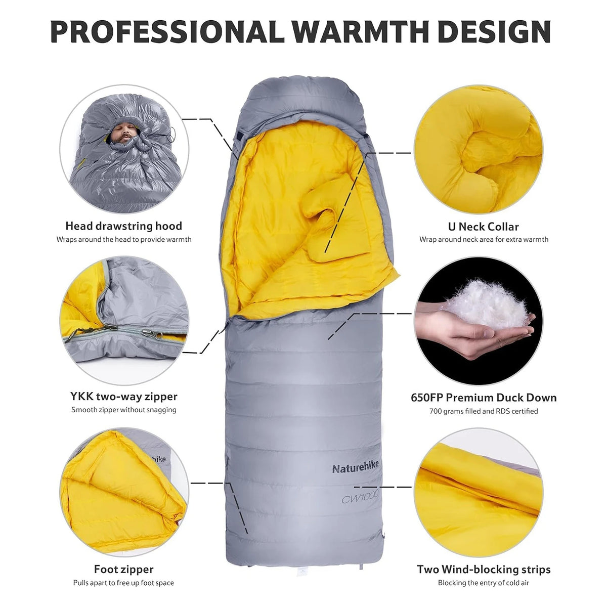 Duck Down Sleeping Bag 4 Seasons Compact Portable