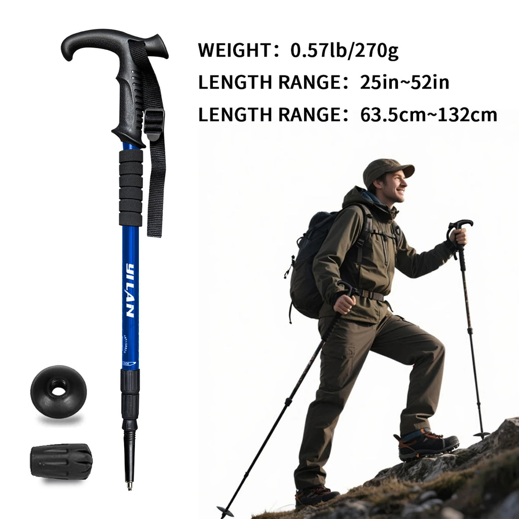 Ultralight hiking poles with shock absorption and quick-locking system