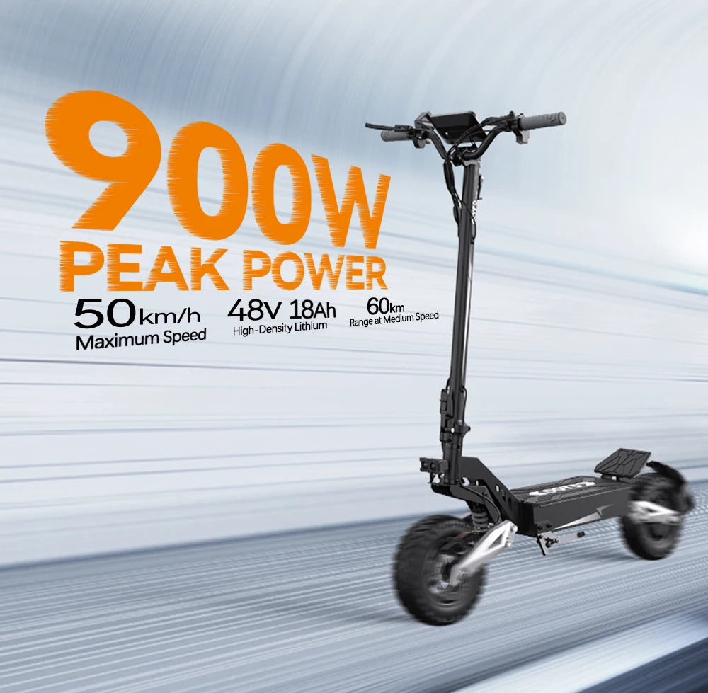 Adult Affordable Electric Scooter, 45-60km Range, All Terrain Tires.