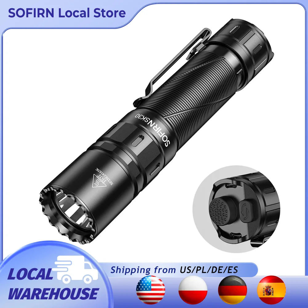 Tactical Flashlight USB Rechargeable with Dual Tail Switches