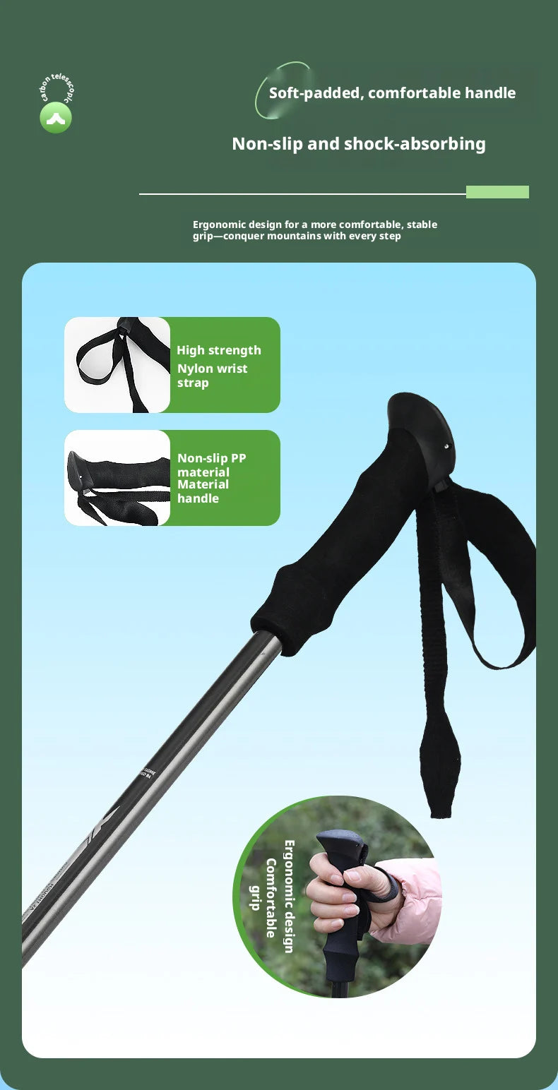 Carbon Fiber Hiking Poles Adjustable Shockproof Trekking Stick
