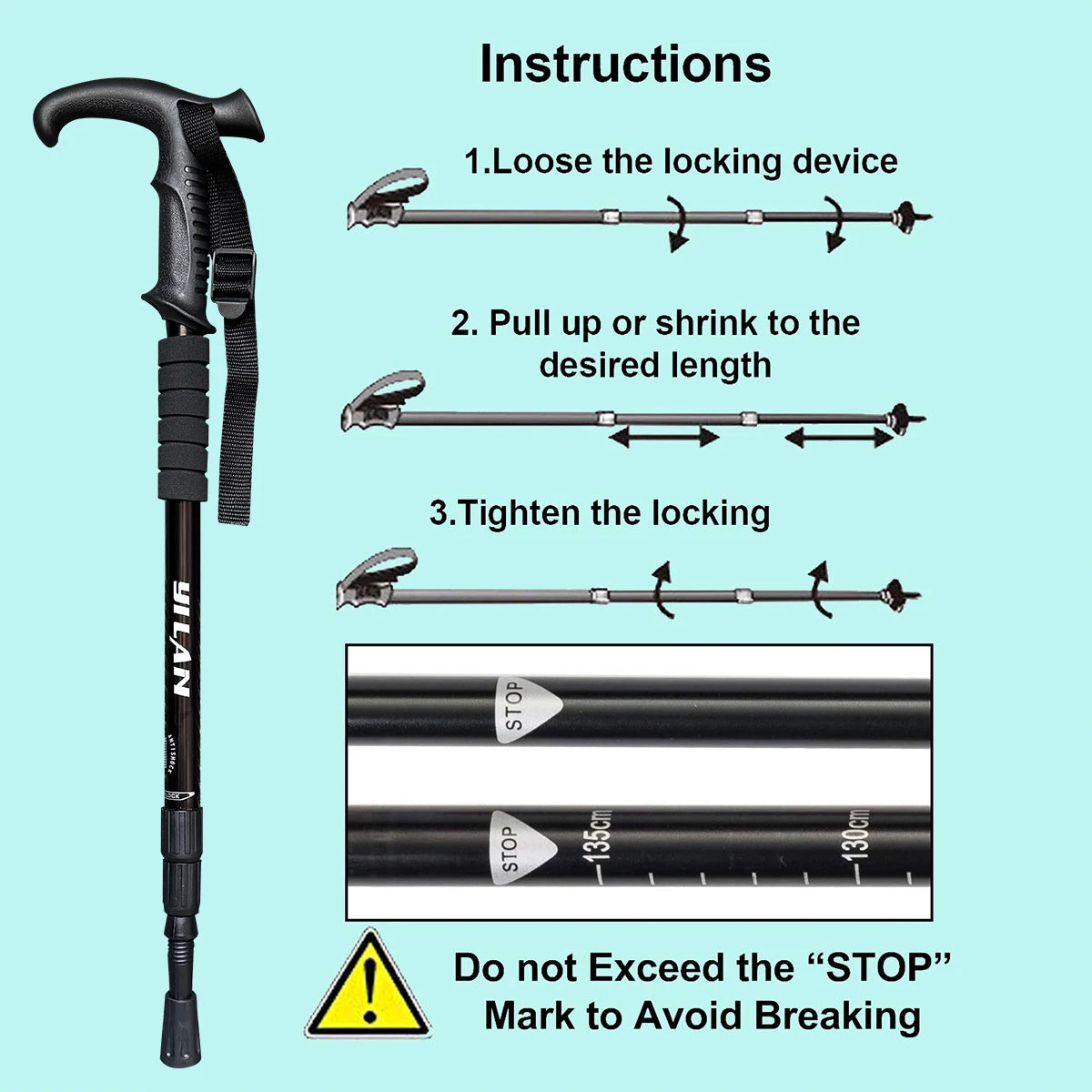 Ultralight hiking poles with shock absorption and quick-locking system