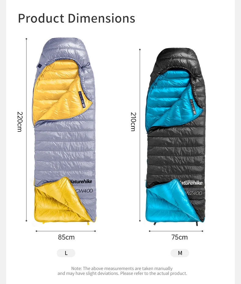 Duck Down Sleeping Bag 4 Seasons Compact Portable