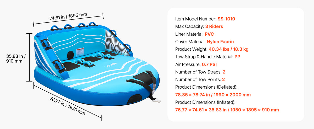 Towable Tubes for Boating with Full Nylon Cover Dual Tow Points