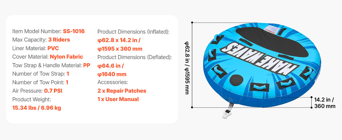 Towable Inflatable Tube Anti-Slip Pad Nylon Cover