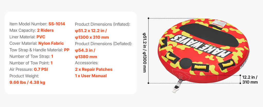 Towable Inflatable Tube Anti-Slip Pad Nylon Cover