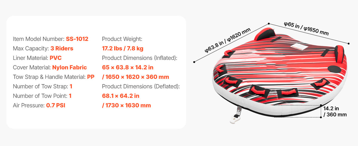 Towable Inflatable Tube Anti-Slip Pad Nylon Cover